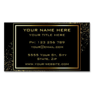 Gold Glitter Frame Golden Text Black Professional  Magnetic Business Card