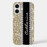 Gold Glitter Gems with Name and Mongram