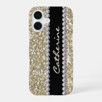 Gold Glitter Gems with Name and Mongram