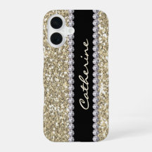Gold Glitter Gems with Name and Mongram
