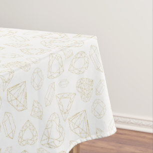Gold Glitter Gemstone Birthday Party Tablecloth