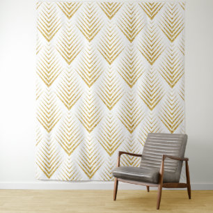 Gold Glitter Geometric Art-Deco Pattern Tapestry