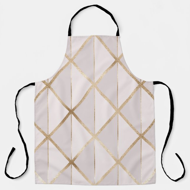 Gold glitter, geometric rhombus pattern. apron (Front)