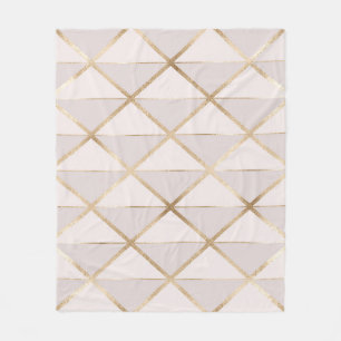 Gold glitter, geometric rhombus pattern. fleece blanket