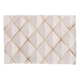 Gold glitter, geometric rhombus pattern. pillowcase
