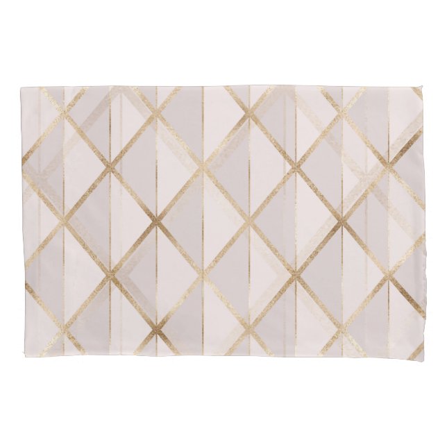 Gold glitter, geometric rhombus pattern. pillowcase (Front)