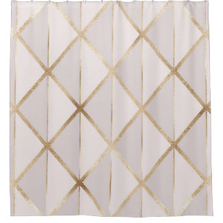 Gold glitter, geometric rhombus pattern. shower curtain