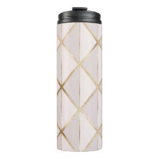 Gold glitter, geometric rhombus pattern. thermal tumbler