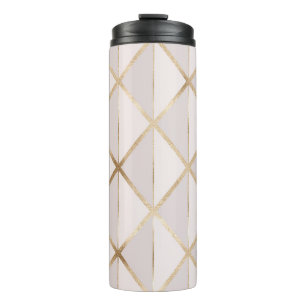 Gold glitter, geometric rhombus pattern. thermal tumbler