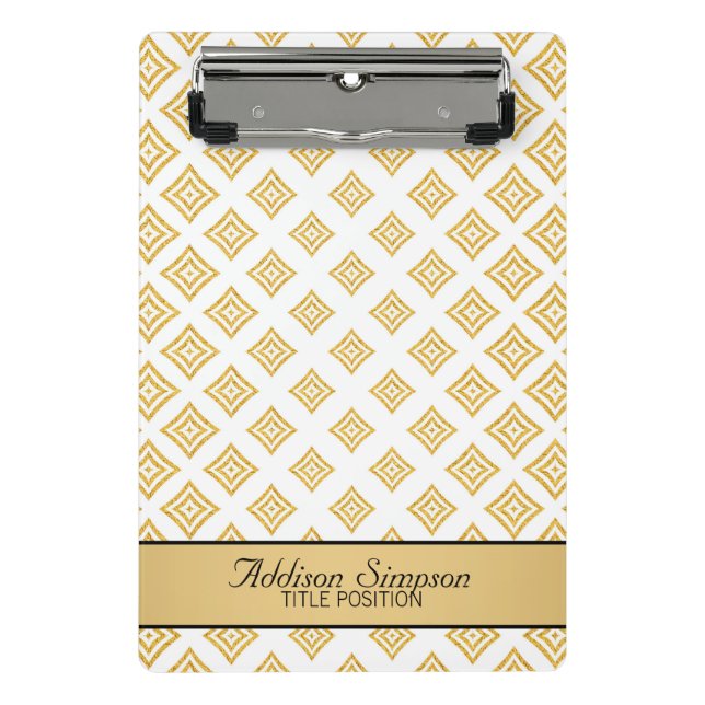 Gold Glitter Geometric Shapes Seamless Pattern Mini Clipboard (Front)