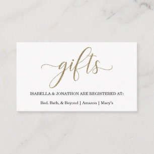 Gold Glitter Gift Registry Enclosure Card