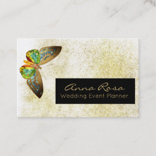 *~* Gold Glitter Gilded Butterfly Watercolor Business Card