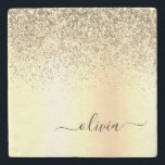 Gold Glitter Girly Luxury Modern Monogram Name Stone Coaster<br><div class="desc">Gold Faux Foil Metallic Sparkle Glitter Brushed Metal Monogram Name Stone Tile. This makes the perfect graduation,  sweet 16 birthday,  wedding,  bridal shower,  anniversary,  baby shower or bachelorette party gift for someone that loves glam luxury and chic styles.</div>