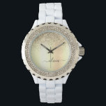 Gold Glitter Girly Luxury Modern Monogram Name Watch<br><div class="desc">Gold Faux Foil Metallic Sparkle Glitter Brushed Metal Monogram Name Watch. This makes the perfect graduation,  birthday,  wedding,  bridal shower,  anniversary,  baby shower or bachelorette party gift for someone that loves glam luxury and chic styles.</div>