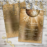 Gold Glitter Glam 50 and Fabulous Disco Ball Invitation<br><div class="desc">You'll be the bell of the ball with this trendy gold 50 and Fabulous Celebration invitation! Gold disco balls shine on a gold metallic brushed background with party streamers and gold glitter. Easy to personalise with custom options. Use the 'Personalise' button to customise the product,  or add text.</div>