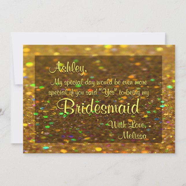 Gold Glitter Glam Be My Bridesmaid Invitation (Front)
