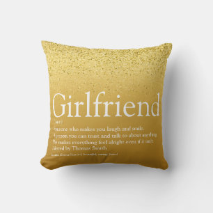 Gold Glitter Glam Best Girlfriend Ever Definition Cushion