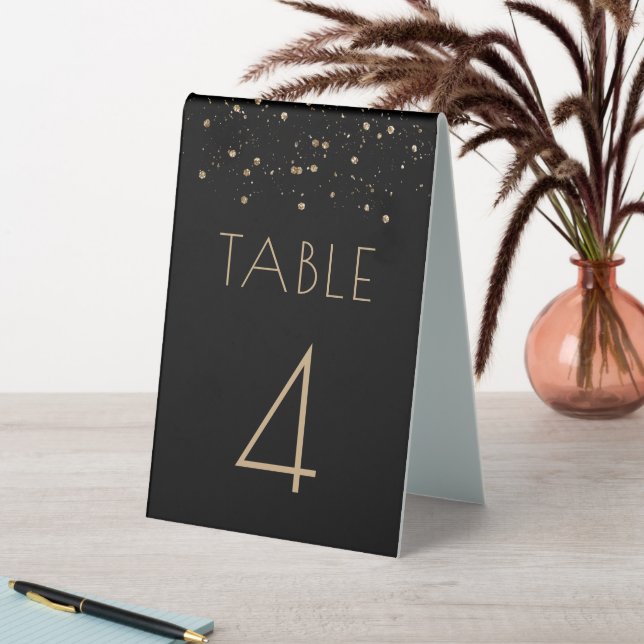 Gold Glitter Glam Black Wedding Number (In SItu (Table))