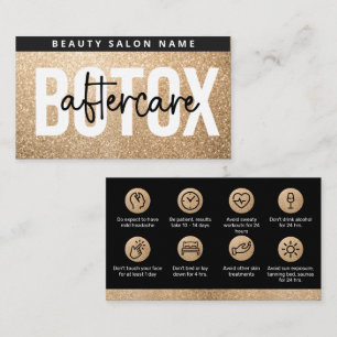 Gold Glitter Glam Botox Aftercare Guide Business Card