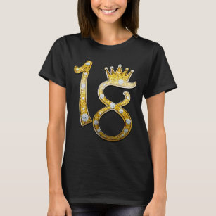 Gold Glitter Glam Crown Diamond Bling 18th 18 T-Shirt