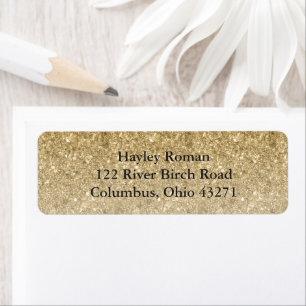 Gold Glitter Glam Custom Serif Address Label Return Address Label