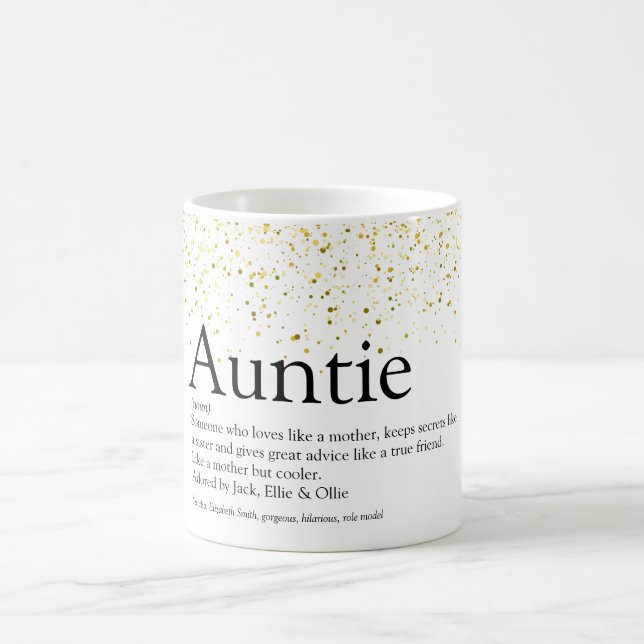 Gold Glitter Glam Fun Best Aunt Auntie Definition  Coffee Mug (Center)