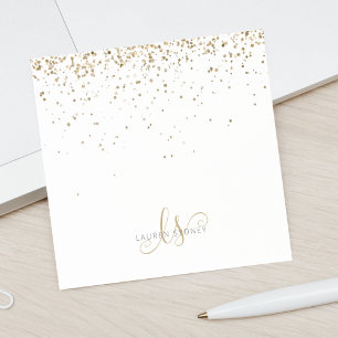 Gold Glitter Glam Monogram Name Post-it Notes