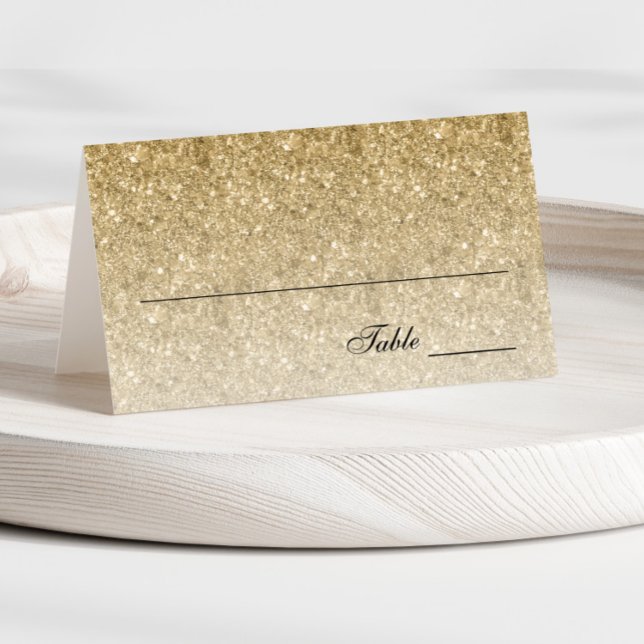 Gold Glitter Glam Personalised Place Card (Creator Uploaded)