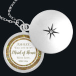 Gold Glitter Glam Will You Be Maid of Honour Silver Plated Necklace<br><div class="desc">You are planning the most special day of your life and this gold glitter glam look silver necklace will make your potential Maid of Honour feel extra special too!!! This invitation is a unique and fun way to ask your friends to celebrate with you.</div>