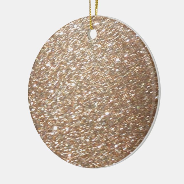 Gold Glitter Glamour Party Festive  Light Sparkles Ceramic Ornament (Left)