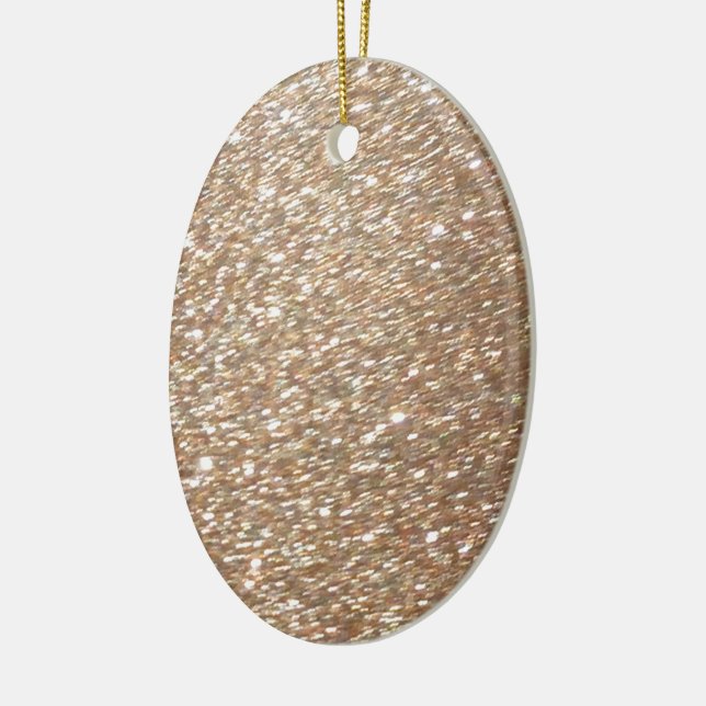 Gold Glitter Glamour Party Festive  Light Sparkles Ceramic Ornament (Left)