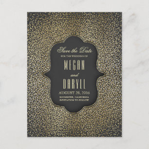 Gold Glitter Glamour Vintage Save the Date Announcement Postcard