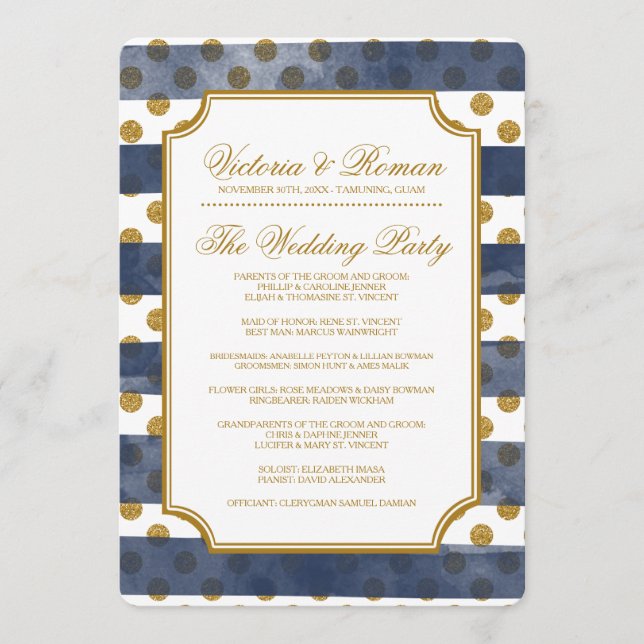 Gold Glitter Glamour Wedding Programs (Front)