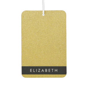 Gold Glitter, Glitter Background, Your Name Car Air Freshener