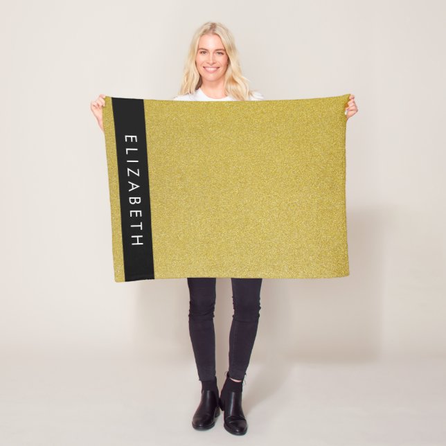Gold Glitter, Glitter Background, Your Name Fleece Blanket (In Situ)