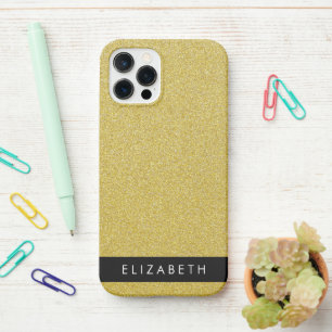 Gold Glitter, Glitter Background, Your Name iPhone 12 Pro Case