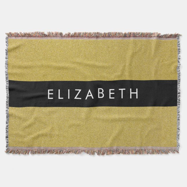 Gold Glitter, Glitter Background, Your Name Throw Blanket (Front)