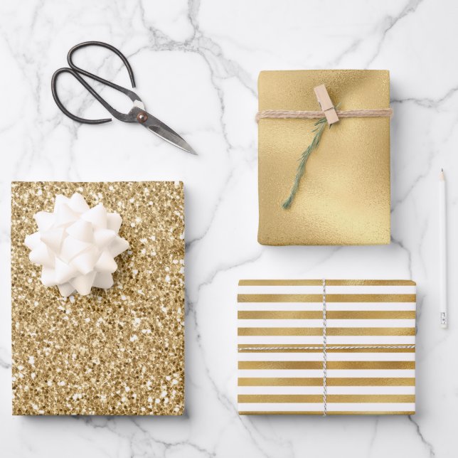 Gold Glitter Glitz         Wrapping Paper Sheet (Front)