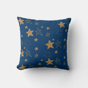 Gold Glitter Glitzy Stars Cushion