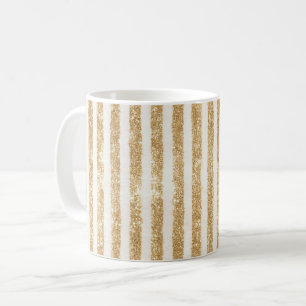 Gold Glitter Glitzy Stripes Coffee Mug