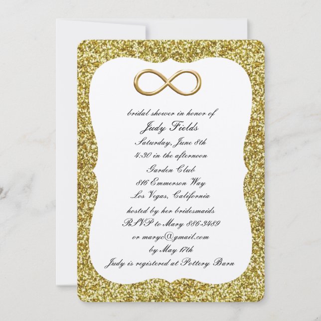 Gold Glitter Gold Infinity Bridal Shower Invite (Front)