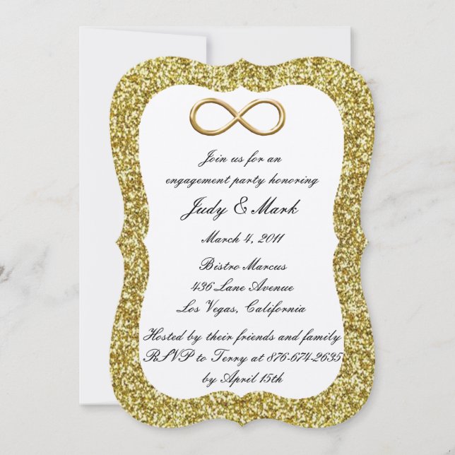 Gold Glitter Gold Infinity Engagement Party Invite (Front)