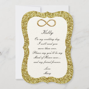 Gold Glitter Gold Infinity Maid Of Honour Card