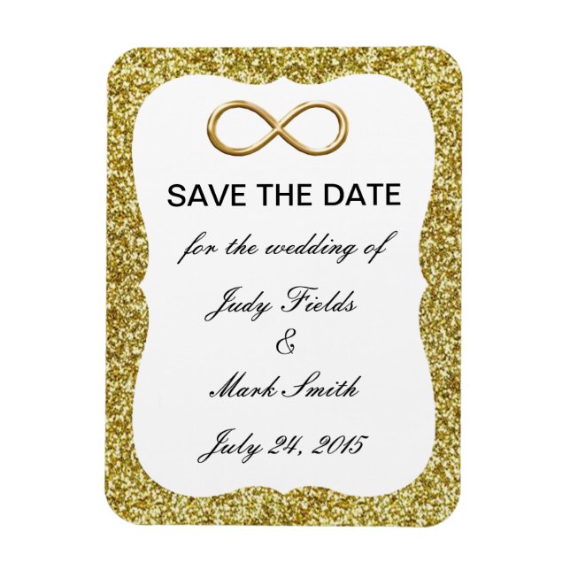 Gold Glitter Gold Infinity Save The Date Magnet (Vertical)