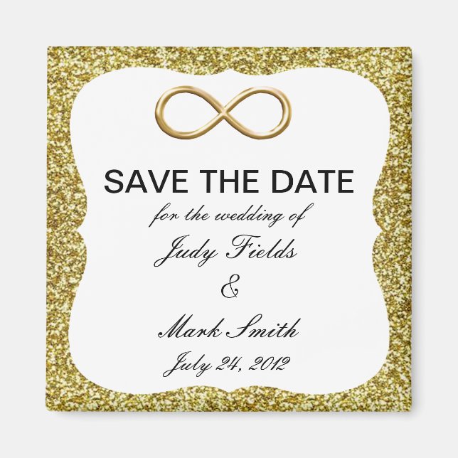 Gold Glitter Gold Infinity Save The Date Magnet (Front)