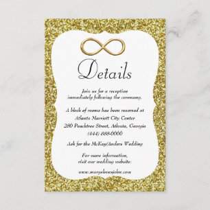 Gold Glitter Gold Infinity Wedding Details Enclosure Card