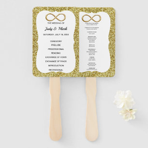 Gold Glitter Gold Infinity Wedding Program Fans