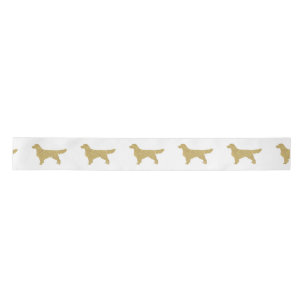 Gold Glitter Golden Retriever white Satin Ribbon