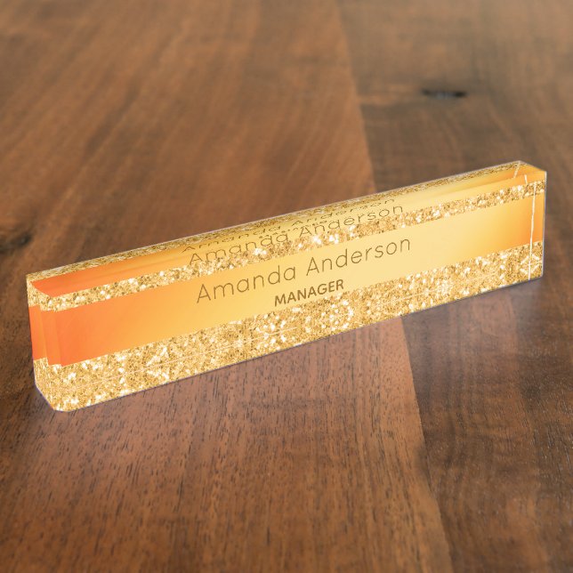 Gold glitter gradient glam nameplate (Side)