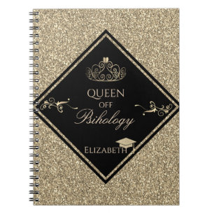 Gold Glitter Graduation Cap, Tiara Notebook